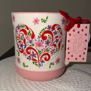 Petal & Pearl Pink Floral Heart Mug